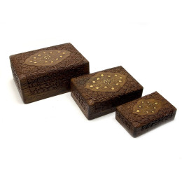 Шкатулки резные розовое дерево (н-р 3шт) "Матрешка" (20х14х8,5 см 16х11х6см 13х8х4 см)