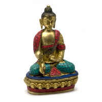 Будда бронзовый бирюза, кораллы (21х13х9 cm)b