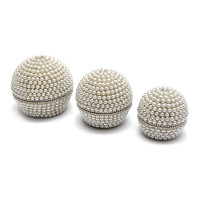 Шкатулки с жемчугом металлические (н-р 3 шт)(d-10 h-8cm;d-8 h-7cm;d-7 h 6 cm)