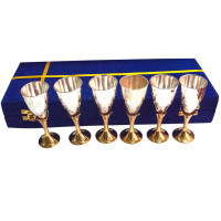 Бокалы бронзовые посеребренные  (н-р 6 шт)(h-10 см)(34,3х12,5х5,5 см)