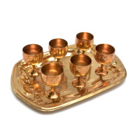 Рюмки бронзовые на подносе"Медь"(h-5.5 см)(поднос 23,5х16 см)