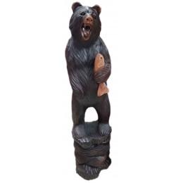 Медведь с рыбой из дерева суара (150х40х40 см) 40кг