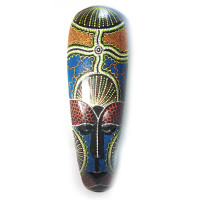 Painted wooden mask (50x15x2.5 cm)