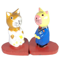 Cat with a cat couple on hearts tree (16x10.5x7.5 cm)
