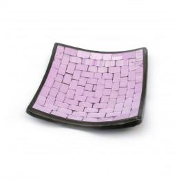 Terracotta dish with purple mosaic (14.5x14.5x2 cm)