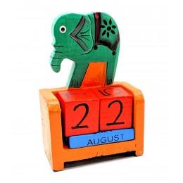 Вечный календарь "Зеленый слон" дерево (10х7,5х4 см)