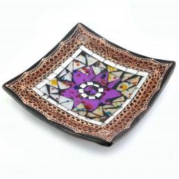 Terracotta dish with mosaic (15x15x3 cm)