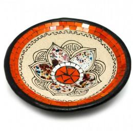 Блюдо терракотовое з мозаїкою "Лотос" (d- 25 h-5 см)