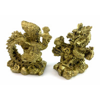 Dragon and Phoenix stone chips (dragon 8x7x4.6 cm, phoenix 8x7.2x5.2 cm)