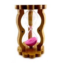 Hourglass in bamboo pink sand (10 min) (14.5x8.5x5.5 cm)