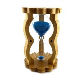 Часы песочные в бамбуке синий песок (10 мин) (14,5х8,5х5,5 см)
