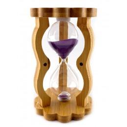Часы песочные в бамбуке фиолетовый песок (10 мин) (14,5х8,5х5,5 см)