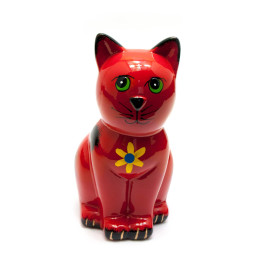 Ceramic piggy bank "Cat" red (16.5x10x7.5 cm)