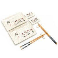 Service for sushi "Cats" (2 persons) (28x28x3.5 cm)