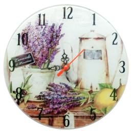 Часы настенные "Кофе и лаванда" стекло(d-20 см)(тихий ход)