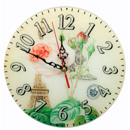 Часы настенные "Париж" стекло (d-25 см)(тихий ход)