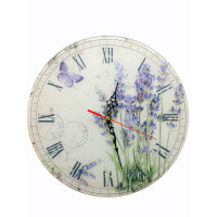 Wall clock "Lavender" glass (d-30 cm) (quiet move)