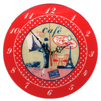 Wall clock "Cafe" glass (d-30 cm) (quiet move)