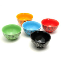 Миски керамические "Цветы с Бабочками"(набор 5 шт) (h-6 d-11,5 см упаковка 31х12х12,5 см)