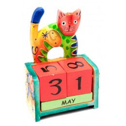 Календарь настольный "Кот" дерево (14,5х10,5х5 см)