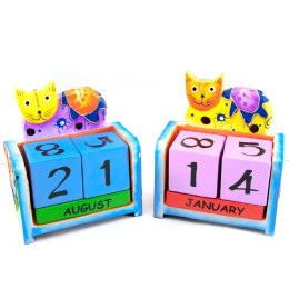 Вічний календар "Кіт" дерево (12х10, 5х5 см)