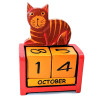 Вечный календарь "Кот" дерево коричневый (14х10х5 см)D