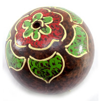 Carved terracotta brown painted ball (d-8 cm)