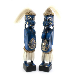 Папуаси пара різьблені дерево сині (34х6х5 см)