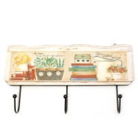 Вешалка-ключница для одежды "Книги и Цветы"  (30х16,5х4 см)