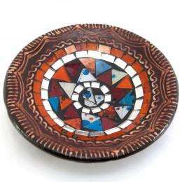 Terracotta dish with mosaic (d-14,5 cm h-4,5 cm)A