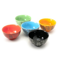 Ceramic bowls "Flowers" (set of 5 pcs) (h-6 d-11.5 cm package 31x12x12.5 cm)