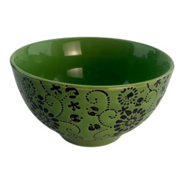 Ceramic bowl "Flowers" green (h-6 d-11.5 cm)