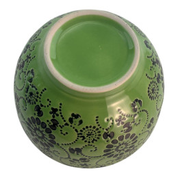 Ceramic bowl "Flowers" green (h-6 d-11.5 cm)