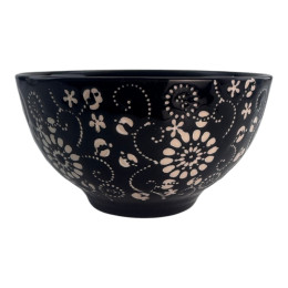 Ceramic bowl "Flowers" black (h-6 d-11.5 cm)