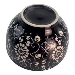 Ceramic bowl "Flowers" black (h-6 d-11.5 cm)