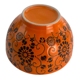 Ceramic bowl "Flowers" orange (h-6 d-11.5 cm)