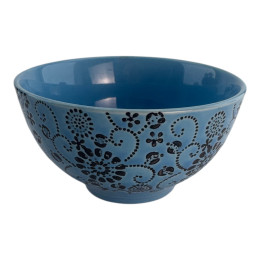 Ceramic bowl "Flowers" blue (h-6 d-11.5 cm)