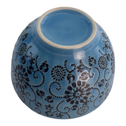 Ceramic bowl "Flowers" blue (h-6 d-11.5 cm)