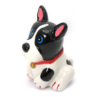 Piggy bank "Dog" black and white ceramics (12x9x9 cm)