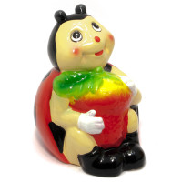 Копилка керамическая "Божья Коровка с Клубникой" (12х9,5х9 см)
