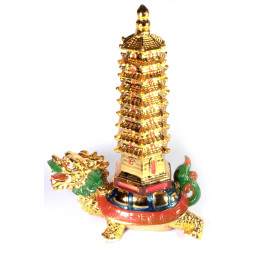 Turtle dragon with pagoda "gold" (16.5x11x5.5 cm)