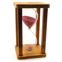 Годинник пісочний в бамбуку "Time is Money" рожевий (20 хв) (16,5 х10х10 см)