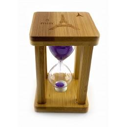 Hourglass in bamboo "Time is Money" purple (3 min) (9.5x6.5x6.5 cm)