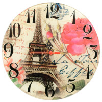 Wall clock "Paris" glass (d-20 cm) (quiet move)