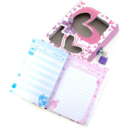 Notebook with a lock for girls pink (2 keys) (16.5x13x3 cm)