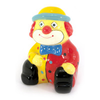 Скарбничка керамічна "Клоун" червоно-жовта (13х10х7 см)