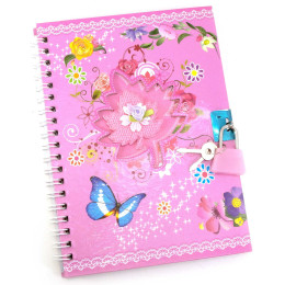 Notebook with a lock for girls pink (2 keys) (18x13.5x1 cm)