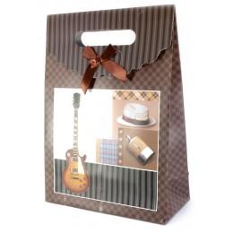 Пакет подарочный картон "Гитара" (19,5х8,5х27 см)