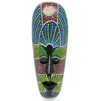 Painted wooden mask (30x11x2.5 cm)A