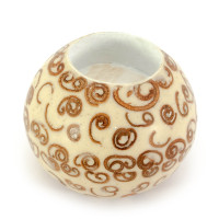 Candlestick resin+cinnamon white(d-7 cm h-5.5 cm)